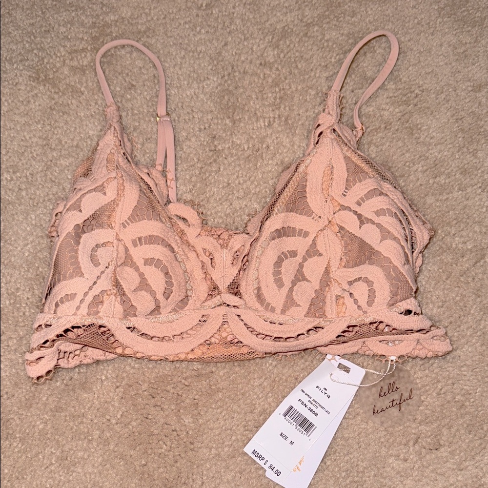 Pilyq sweetheart lace bralette bikini top NWT